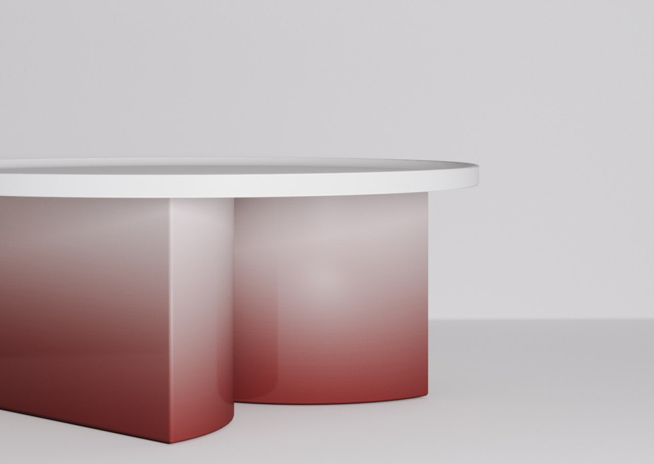 Detail of Op Art Coffee Table in Red and White by Jiri Krejcirik