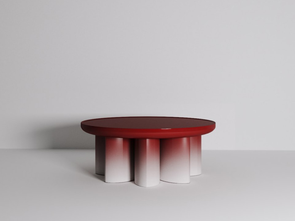 Rosette Coffee Table Red and White Profile