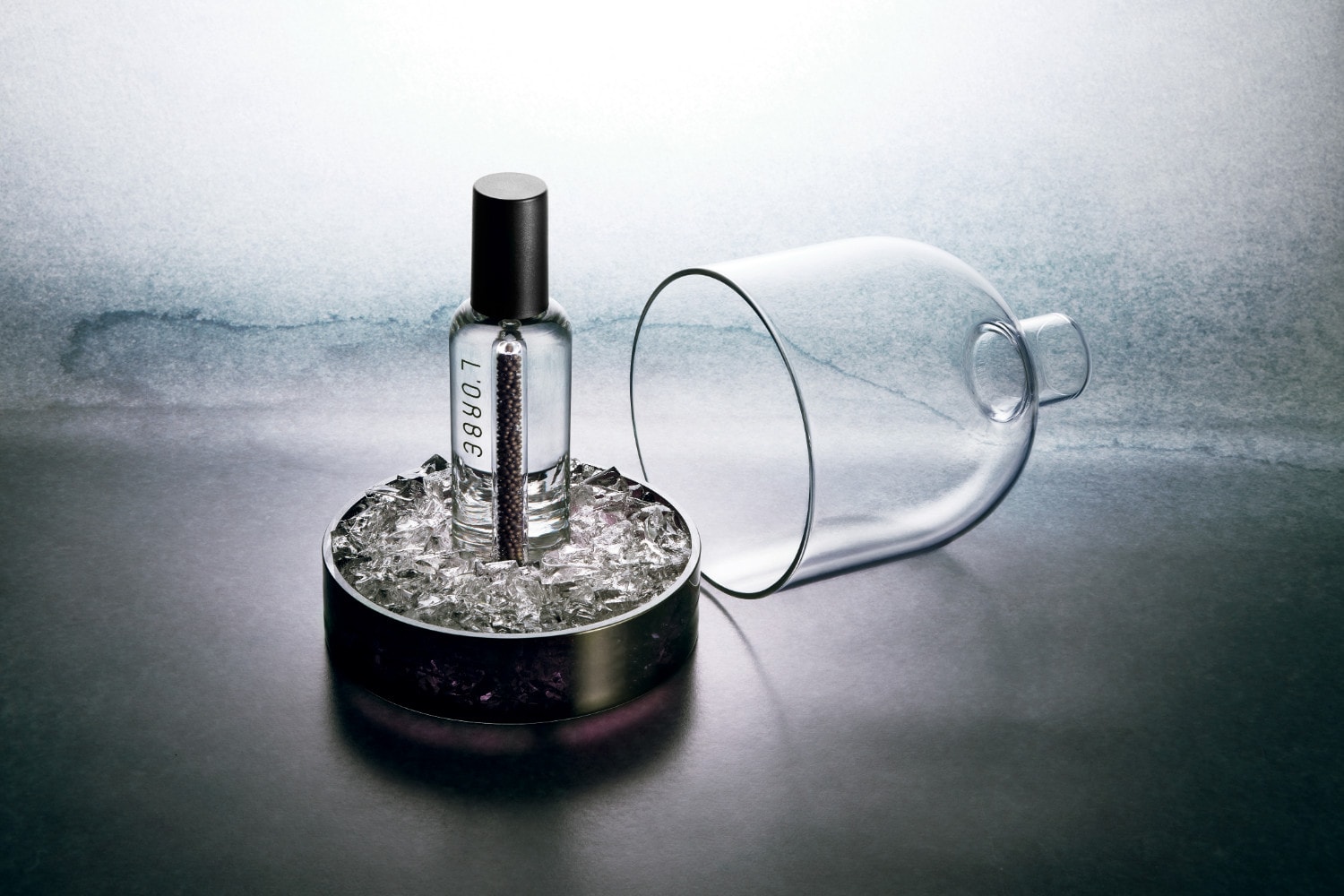 Overal View of Lorbe Glass Bottle for Caviar Infused Vodka for Michelin Gastronomy by Jiri Krejcirik