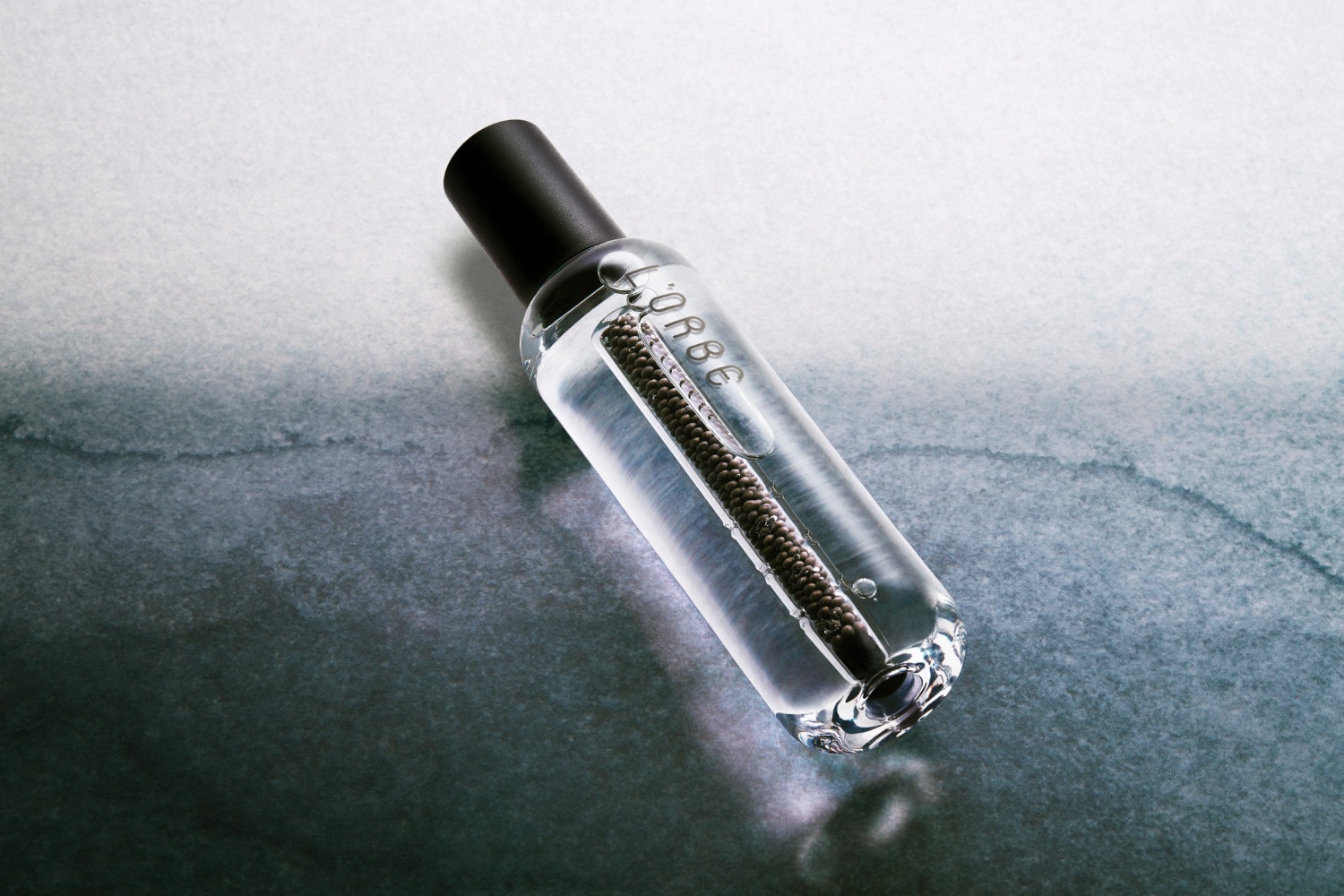 Lorbe Glass Bottle for Caviar Infused Vodka for Michelin Gastronomy by Jiri Krejcirik Frontal View
