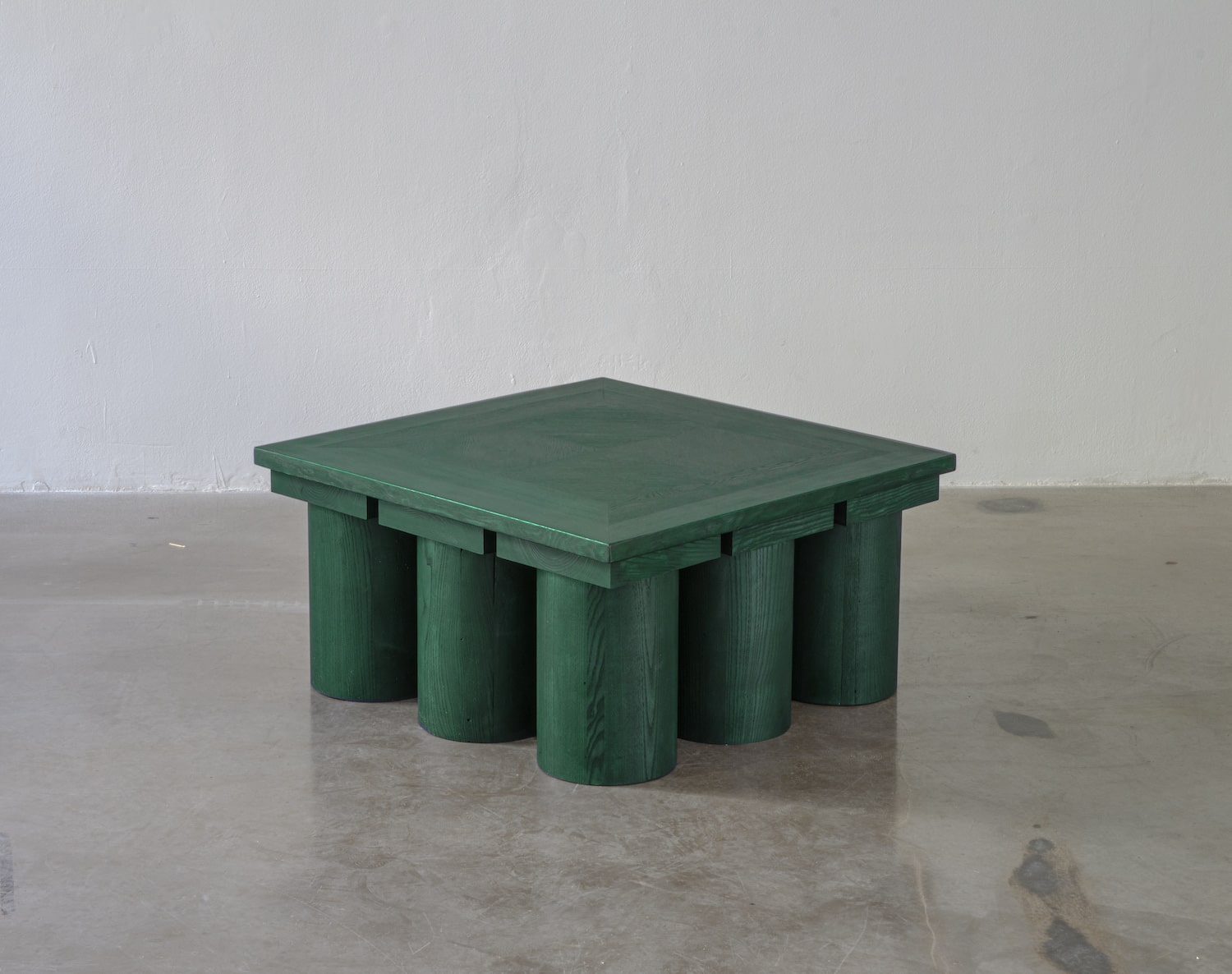 Veltrusy Mansion Low Table Inspired by Baroque and Classicist Architecture Made Out of Reclaimed Wood in Bright Green