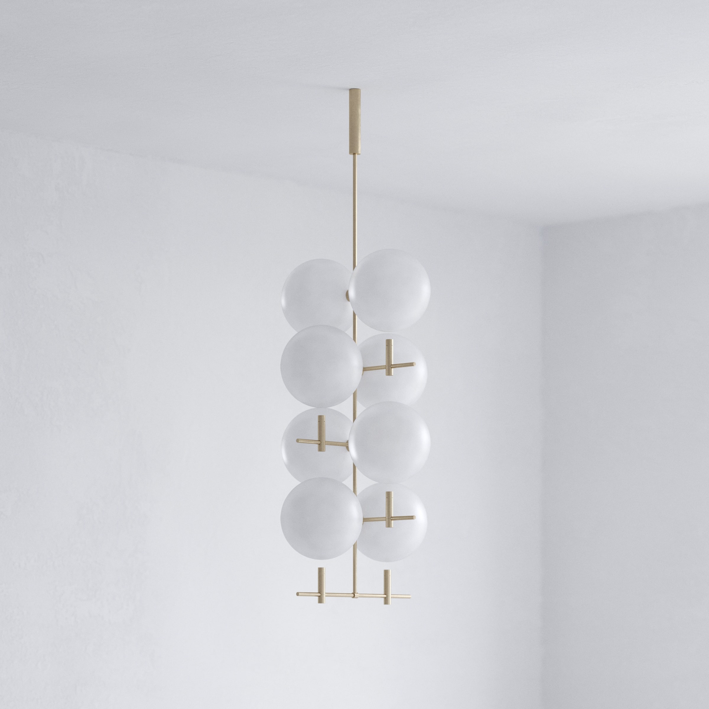 Handmade Luna Luminaries Collection of Lightning made of Glass and Brass Eight Lamps in Golden Edition
