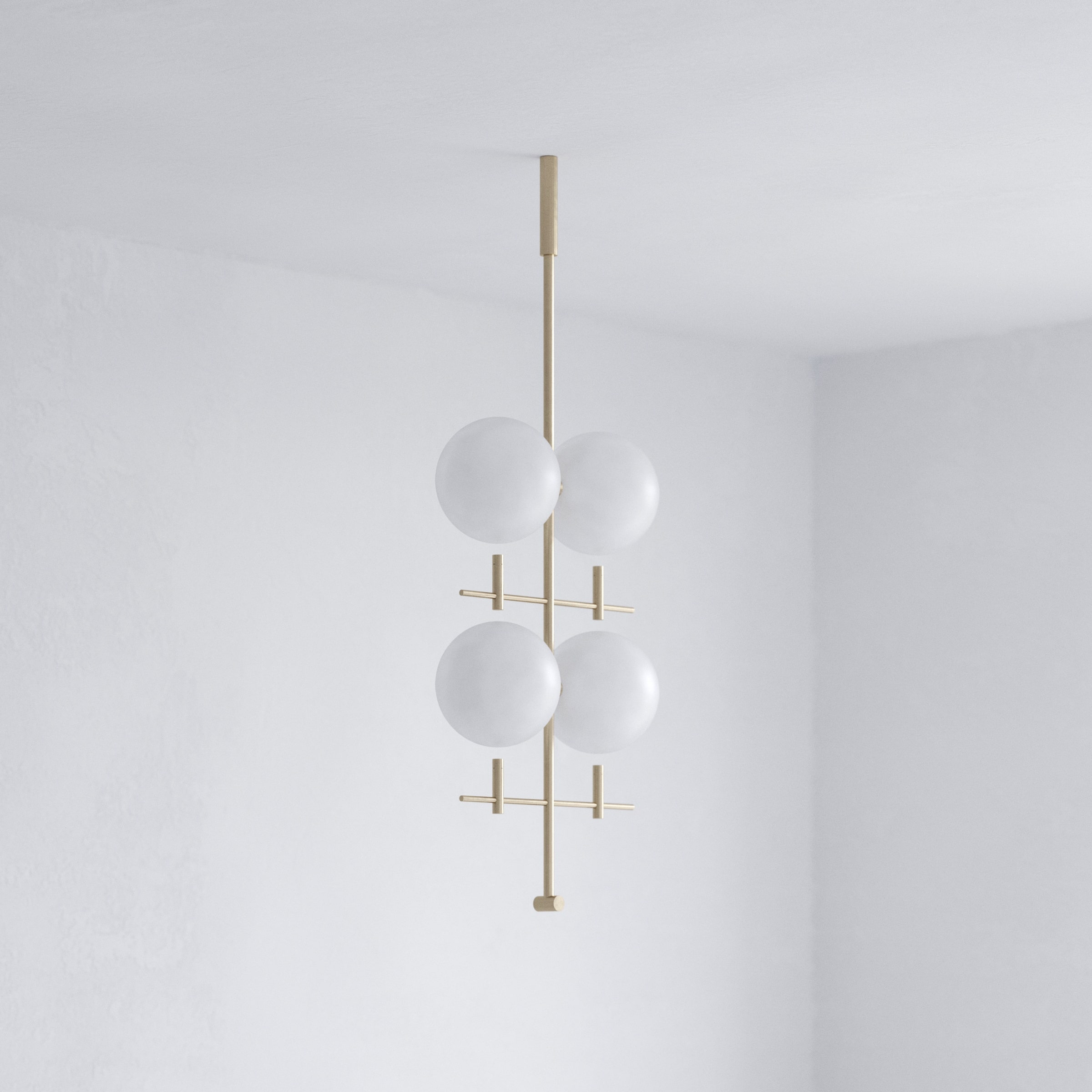 Handmade Luna Luminaries Collection of Lightning made of Glass and Brass Four Lamps in Golden Edition