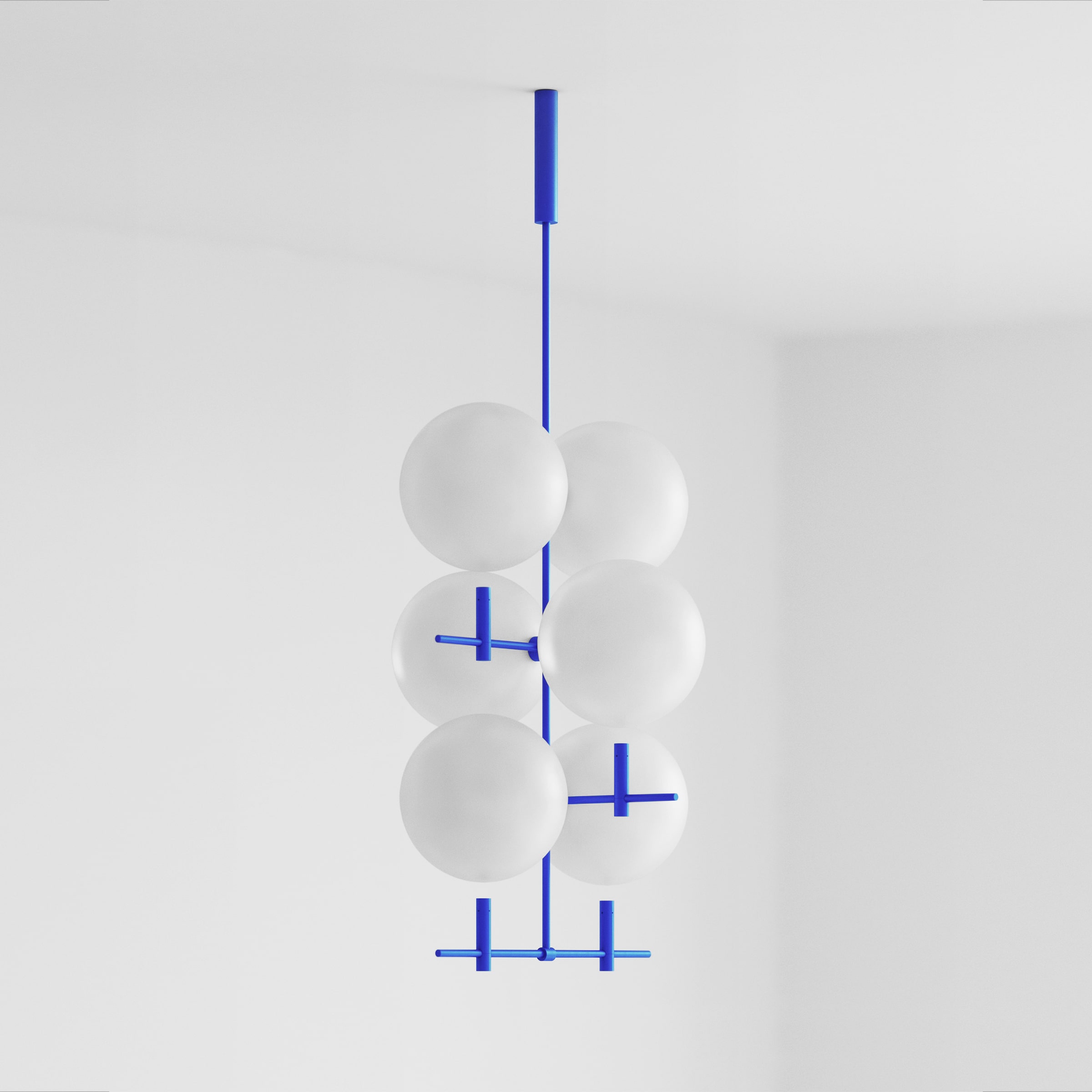 Luna Luminaries Collection of Lightning made out of glass in combination with brass Blue with six lamps