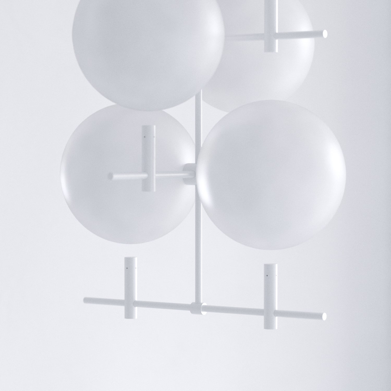 Handmade Luna Luminaries Collection of Lightning made of Glass and Brass in Matte White