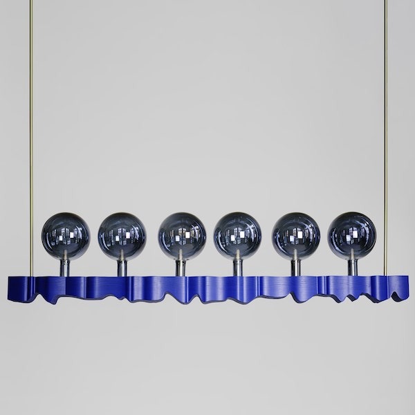 Monumental ultramarine chandelier made of solid wood and glass shaders_designed by Jiri Krejcirik-hand-crafted-in-the-czech-republic-