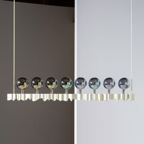 Monumental Light champagne Chandelier with Glass Shaders